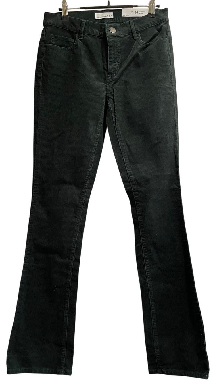 NWT Ann Taylor The Loft Dark Gray Corduroy Curvy Bootcut Jeans Size 26